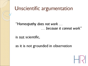 Dr Alexander Tournier, Overview of the current state of the research in Homeopathy, Slide 5