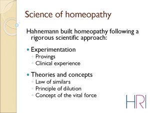 Dr Alexander Tournier, Overview of the current state of the research in Homeopathy, Slide 6